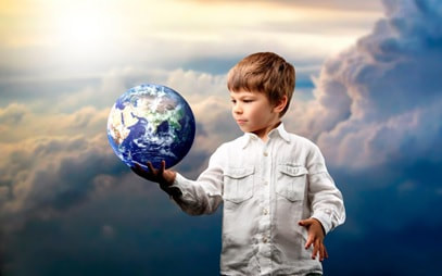 Child with world in his hand